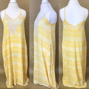 Xhilaration Yellow Maxi Dress with Crochet Detail